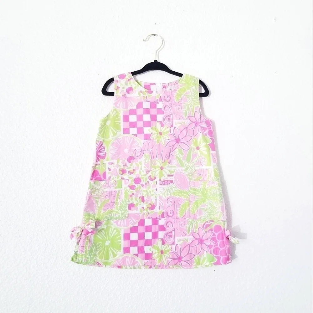 LILLY PULITZER Vintage White Tag Toddler Girl Green Citrus Shift Dress